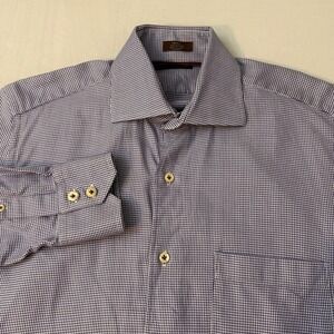 Peter Millar Men's Small Purple‎ Houndstooth Dress Shirt Button Down Long Sleeve
